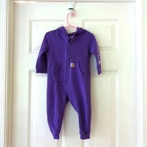 Toddler girls long sleeve hooded front zip coverall size 12M